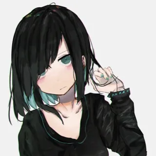 😕 Ragazza anime, Carino, Cartone animato, Illustrazione, Manga, Ritratto telegram sticker