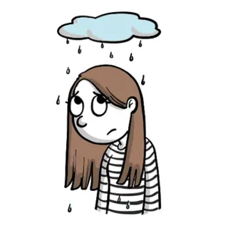 ✌️ triste, pluie, nuage, fille, dessin animé, déprimé(e) telegram sticker