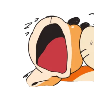 😪 hoạt hình, hoạt hình, ngáp, buồn ngủ, há miệng, biểu cảm telegram sticker
