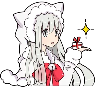 🎁 anime, hadiah, kucing, imut, kartun, berkilau, kawaii telegram sticker