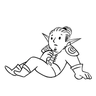 😧 эльф, мультфильм, персонаж, фэнтези, рисунок whatsapp sticker