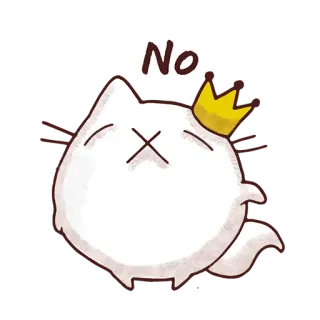 ❌ No cat, crown, no, disapproval, cartoon, sticker whatsapp sticker
