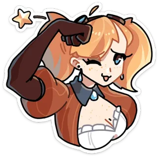 ⭐ Cartoon, Anime, Vrouw, Knipoog, Illustratie, Sticker whatsapp sticker