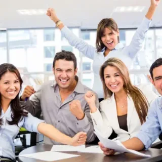 😏 teamwork, success, office, celebration, happy telegram sticker