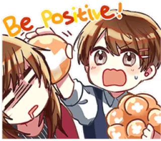 😵 Be Positive! Anime, Manga, Positif, Encouragement, Kawaii, Mignon whatsapp sticker