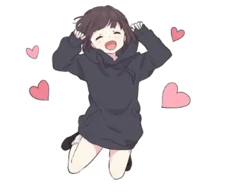 😍 Fille anime, Joyeux, Coeurs, Dessin animé telegram sticker