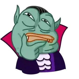 🤔 pepe, vampiro, dracula, meme, cartone animato, divertente, fumetto, mostro telegram sticker
