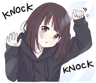 😀 Knock Knock Garota anime, Batendo, Fofo, Desenho animado, Anime telegram sticker