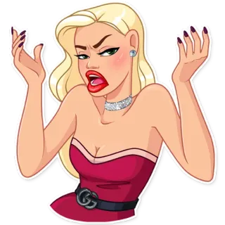 😡 женщина, блондинка, злая, выражение лица, мультфильм, стикер telegram sticker