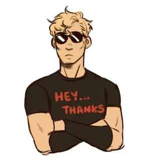 🙃 HEY... THANKS man, sunglasses, thanks, hey, t-shirt telegram sticker