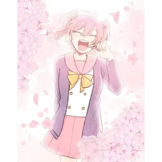 💜 Anime, Fille, Rose, Fleurs de cerisier, Mignon, Kawaii, Illustration telegram sticker