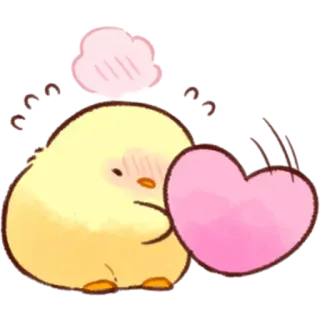🤩 pollito, corazón, lindo, amor, kawaii, animal, pájaro whatsapp sticker