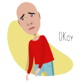 😞 I’m sorry triste, desculpa, desculpas, desenho animado, careca, arrependimento telegram sticker