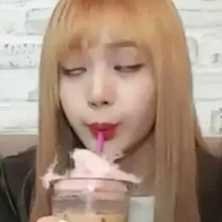 😂 woman, blonde, drinking, beverage, straw telegram sticker