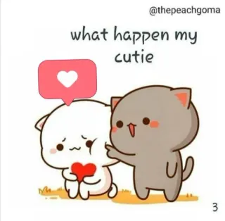 👻 what happen my cutie cat, cute, love, heart, cartoon whatsapp sticker