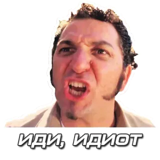 👉 ИДИ, ИДИОТ enojado, gritando, insulto, idiota, ruso telegram sticker