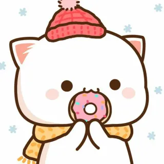 🍓 kucing, donat, imut, musim dingin, syal, topi, kawaii whatsapp sticker