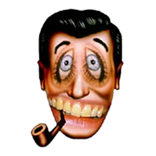 😌 หน้า, การ์ตูน, ไปป์, น่าขนลุก, วินเทจ telegram sticker