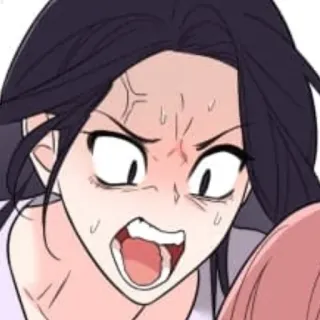 🖤 brava, mulher, desenho animado, expressão whatsapp sticker