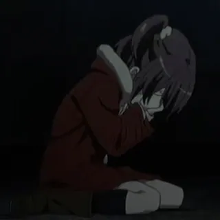🐾 triste, llorando, anime, depresión, molesto, arrodillado telegram sticker