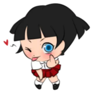 👀 Dessin animé, Fille, Doigt d'honneur, Offensant whatsapp sticker