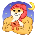 😴 doge, spier, slaap, teddybeer, maan, nacht whatsapp sticker