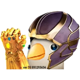 🐦 thanos, penguin, helmet, gauntlet, supervillain telegram sticker