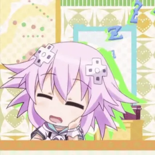 💤 Neptune Anime, Ragazza, dormire, carino, Personaggio, Cartone animato telegram sticker