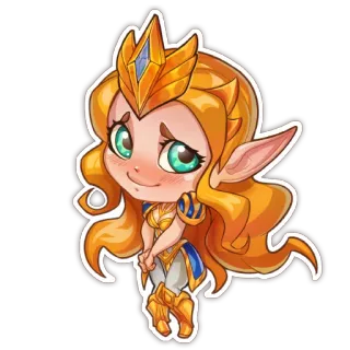 😊 sticker, cartoon, elfe, weiblich, fantasy, charakter, gold, niedlich telegram sticker