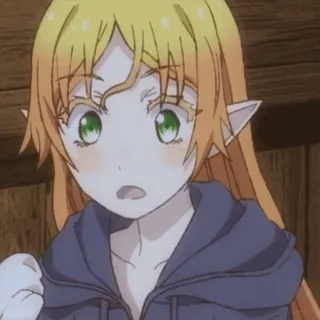 😐 Anime, Elf, Cartoon, Süß, Grüne Augen telegram sticker