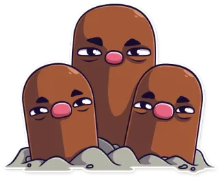 😑 Dugtrio Pokemon покемон, dugtrio, мультфильм, животное, милый telegram sticker