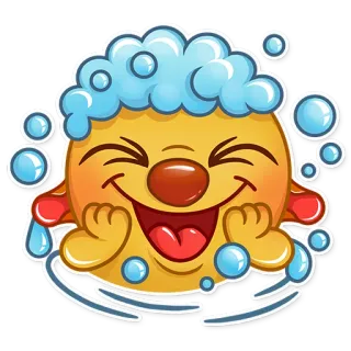 🛀 Emoji, Mono, Dibujos animados, Divertido, Bañándose, Burbujas, Feliz telegram sticker