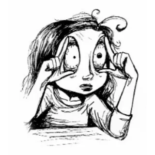 😴 Cartoon, Zeichnung, Mädchen, Augen, Skizze telegram sticker