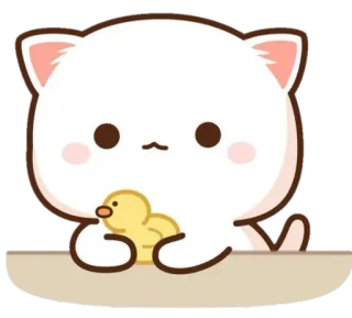 🍼 gato, fofo, kawaii, desenho animado, animal, patinho, animal de estimação, personagem telegram sticker