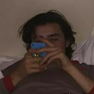 💜 man, telefoon, portret, binnen, casual telegram sticker