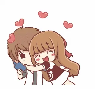😘 Cartoon, Paar, Liebe, Umarmung, Herzen, Animation, Süß telegram sticker