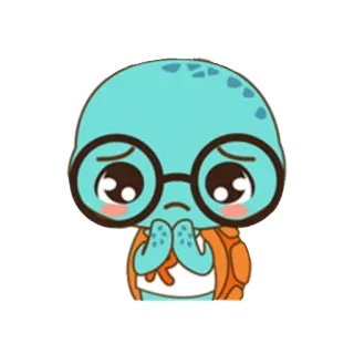 😔 tartaruga, desenho animado, fofo, kawaii, animal, óculos telegram sticker