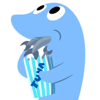 🙄 TUNA atún, comida, pez, dibujo animado, animal, azul telegram sticker