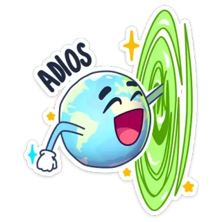 👋 ADIOS โลก, ดาวเคราะห์, อาดิโอส, ลาก่อน, ประตูมิติ, การ์ตูน telegram sticker