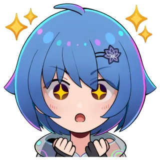 😲 Anime, Lindo, Brillos, Sorprendido, Chibi, Emocionado whatsapp sticker