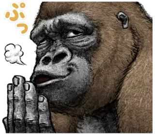 😏 ぷっ горилла, животное, обезьяна, задумчивый, японский, эмодзи whatsapp sticker
