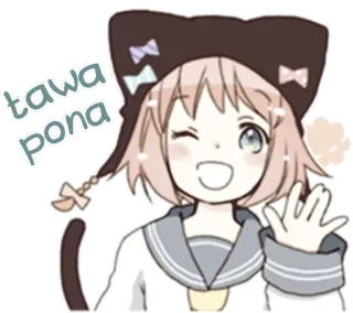 🙋 tawa pona anime, manga, cute, kawaii, toki pona, character, girl whatsapp sticker