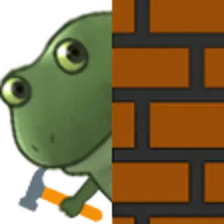 🔨 frog, cartoon, construction, hammer, brick, wall telegram sticker