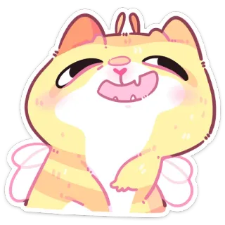 😅 cat, cartoon, animal, cute, wings, happy, kawaii telegram sticker