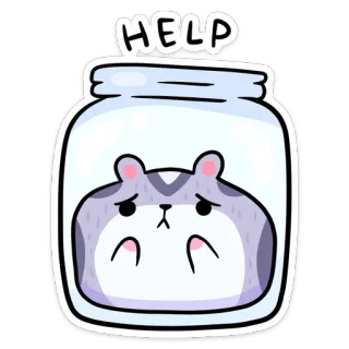 😫 HELP 햄스터, 병, 슬픈, 도움, 만화, 동물 telegram sticker
