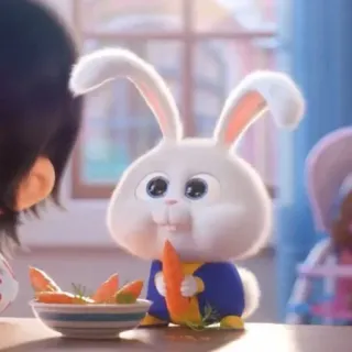 🥰 Snowball The Secret Life of Pets dibujos animados, conejo, conejo, zanahoria, lindo whatsapp sticker