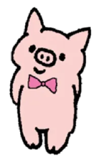 😊 cerdo, animal, dibujos animados, lindo, rosa, pajarita telegram sticker