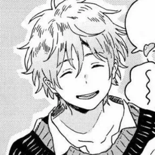 🖤 Anime, Manga, Cartone animato, Felice, Sorridendo, Ragazzo, Opera d'arte, Illustrazione telegram sticker