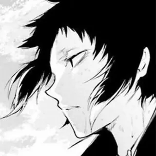 🖤 anime, manga, portrait, black and white telegram sticker