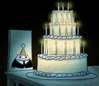 🐱 bolo, aniversário, velas, festa, celebração, gato, desenho animado telegram sticker